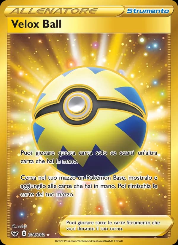 Velox Ball card in Italian
