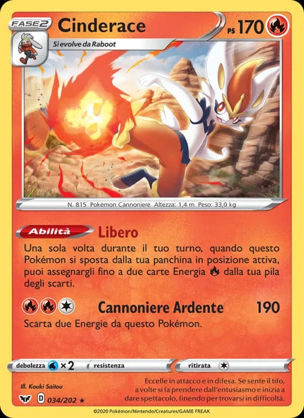 Cinderace card in Italian