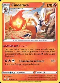 Cinderace card in Italian