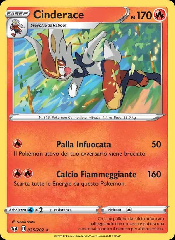 Cinderace card in Italian