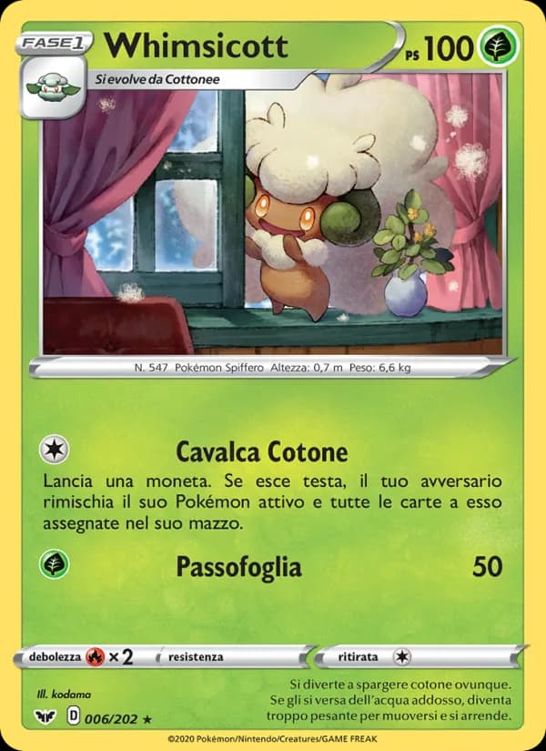 Whimsicott card in Italian