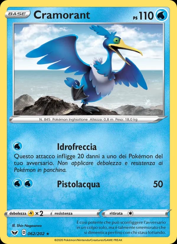 Cramorant card in Italian