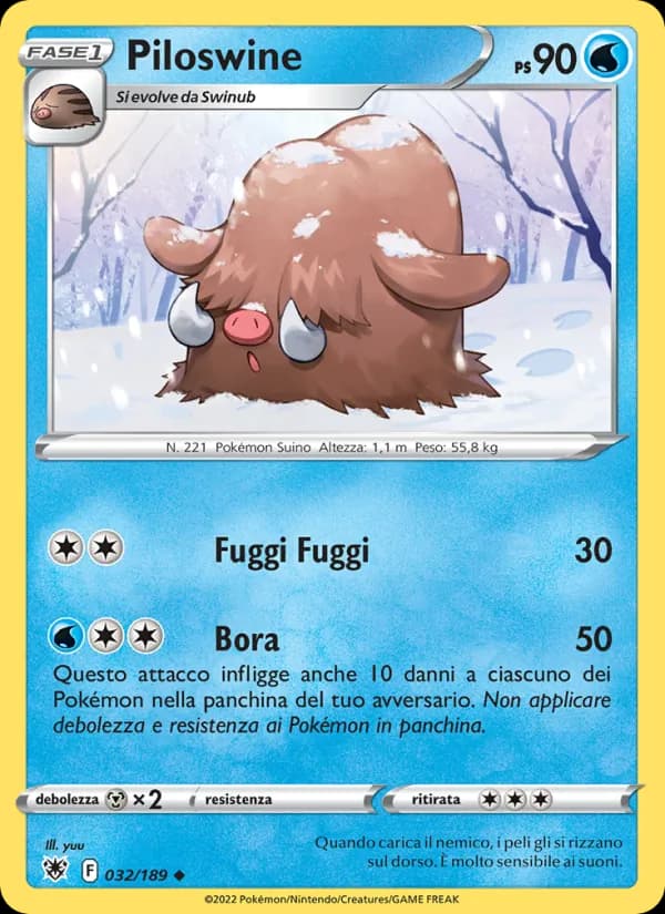 Piloswine card in Italian