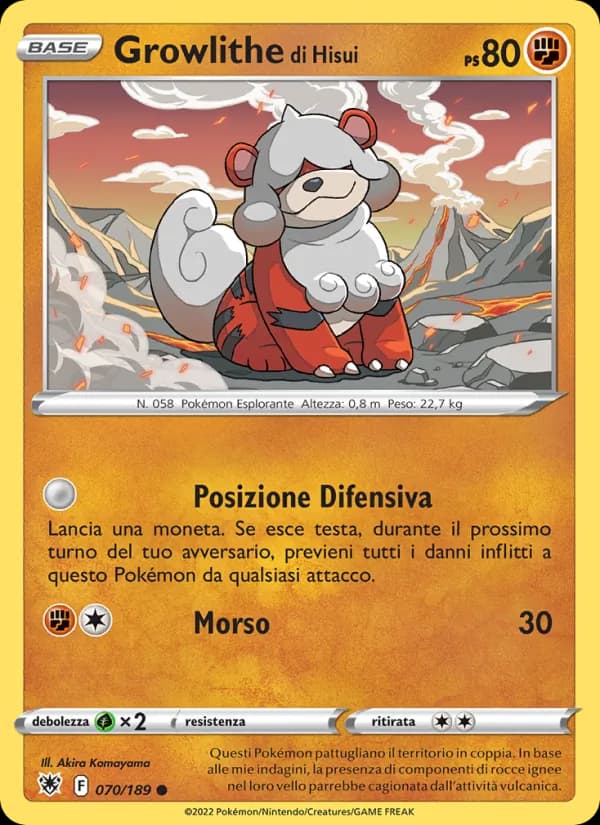 Growlithe di Hisui card in Italian