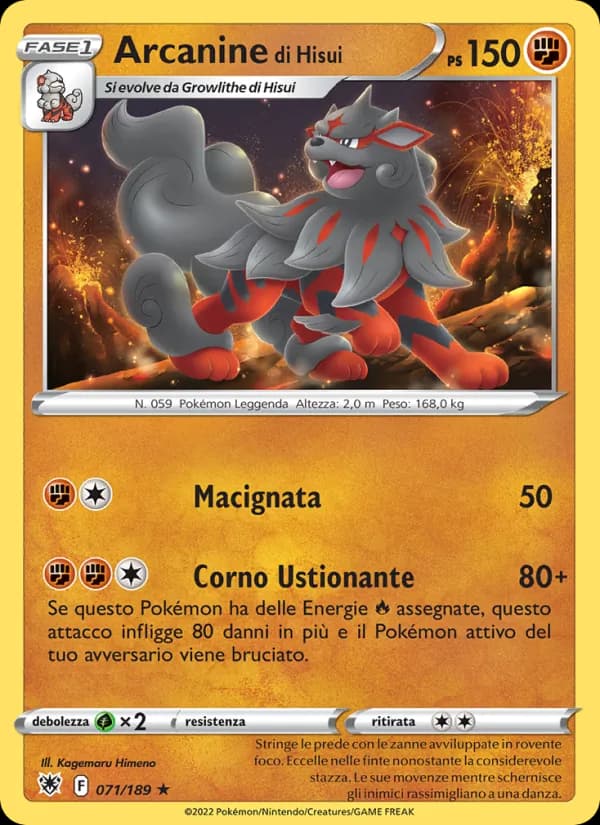 Arcanine di Hisui card in Italian
