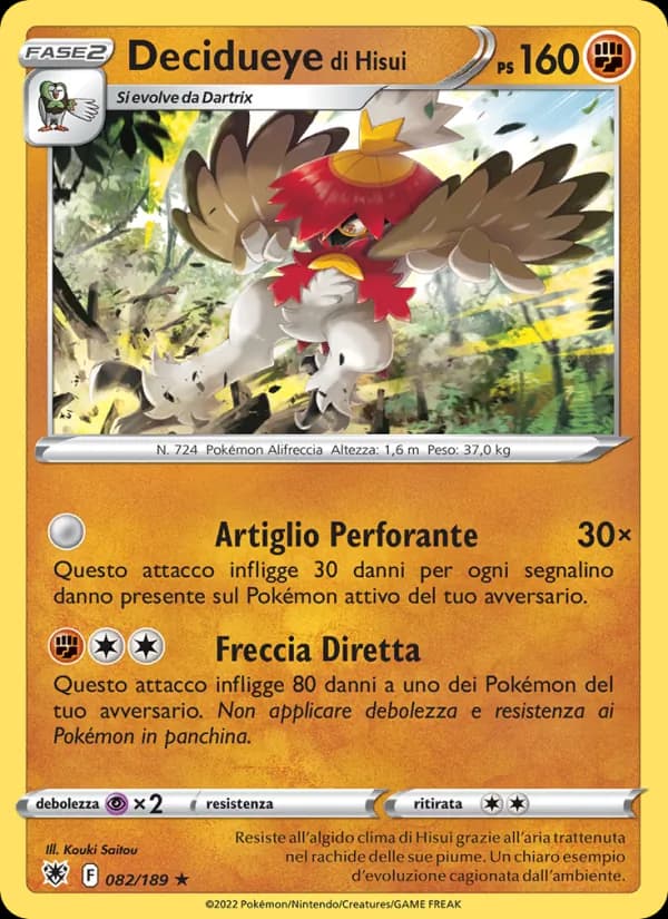 Decidueye di Hisui card in Italian