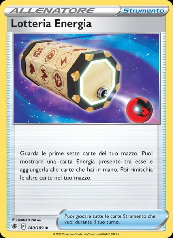Lotteria Energia card in Italian