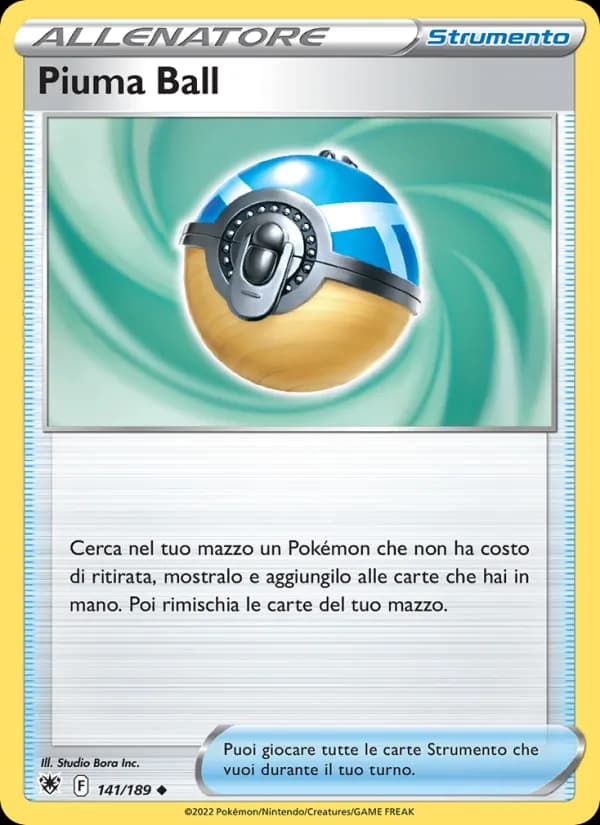 Piuma Ball card in Italian