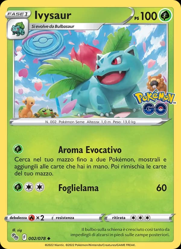 Ivysaur card in Italian