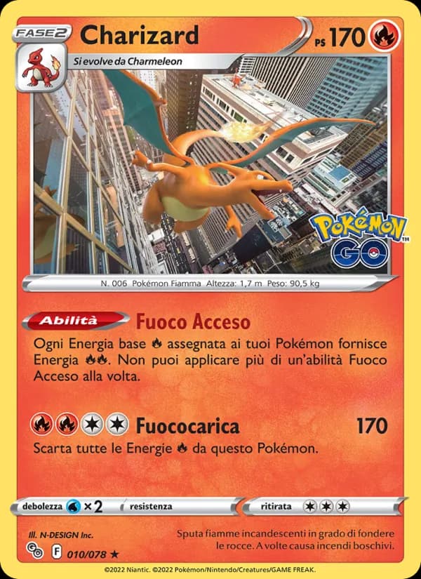 Charizard card in Italian