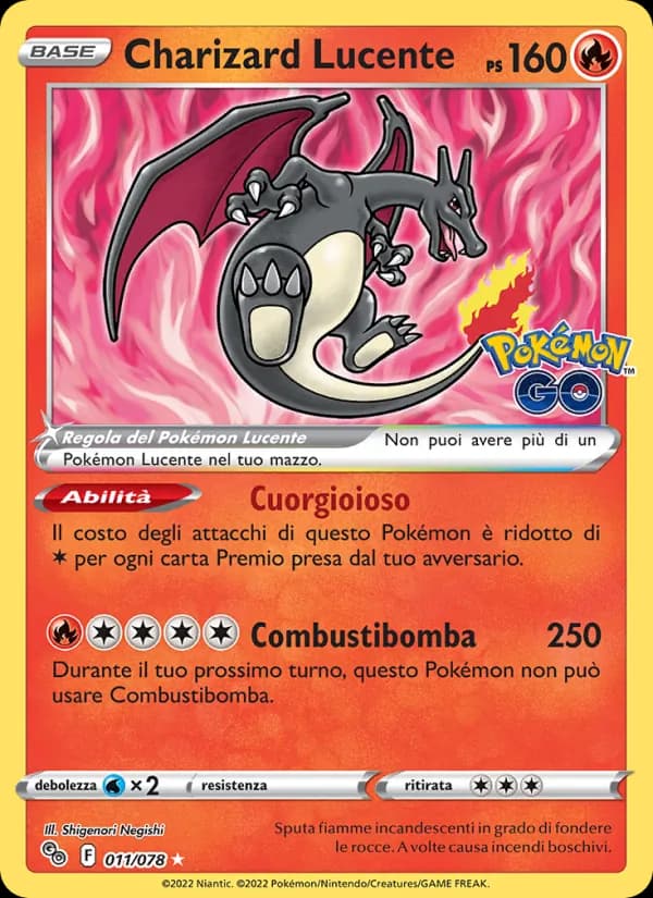 Charizard Lucente card in Italian