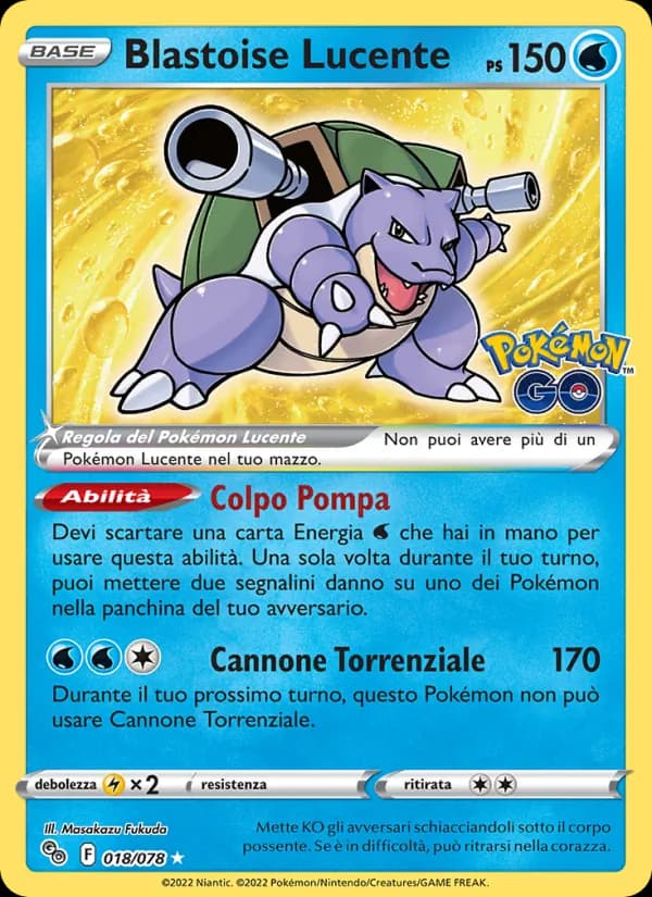 Blastoise Lucente card in Italian