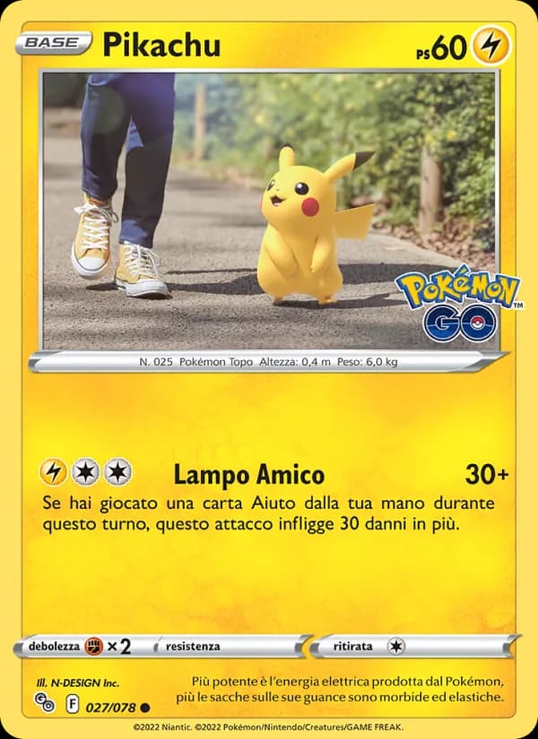 Pikachu card in Italian