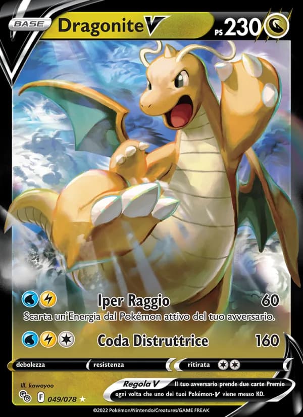 Dragonite V card in Italian