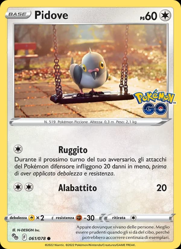 Pidove card in Italian
