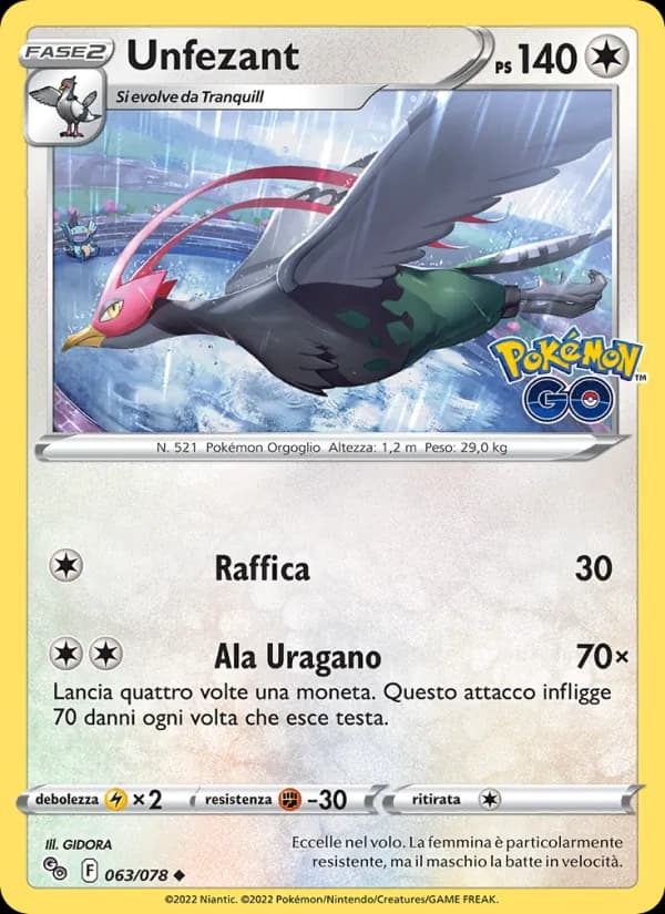 Unfezant card in Italian