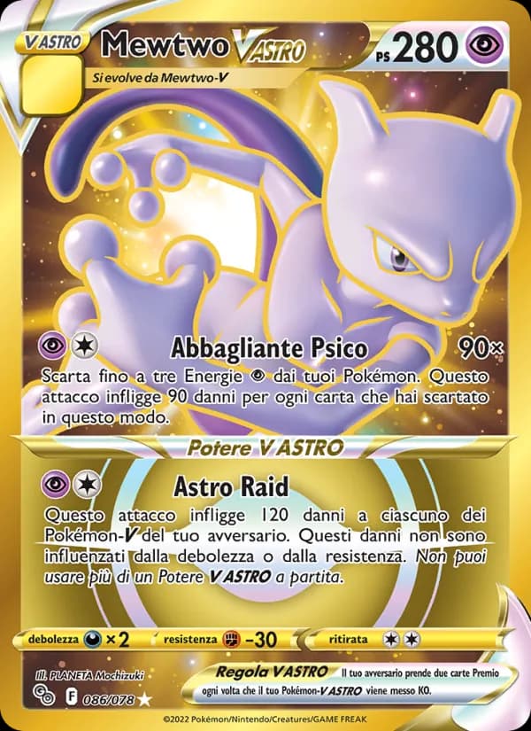 Mewtwo V ASTRO card in Italian
