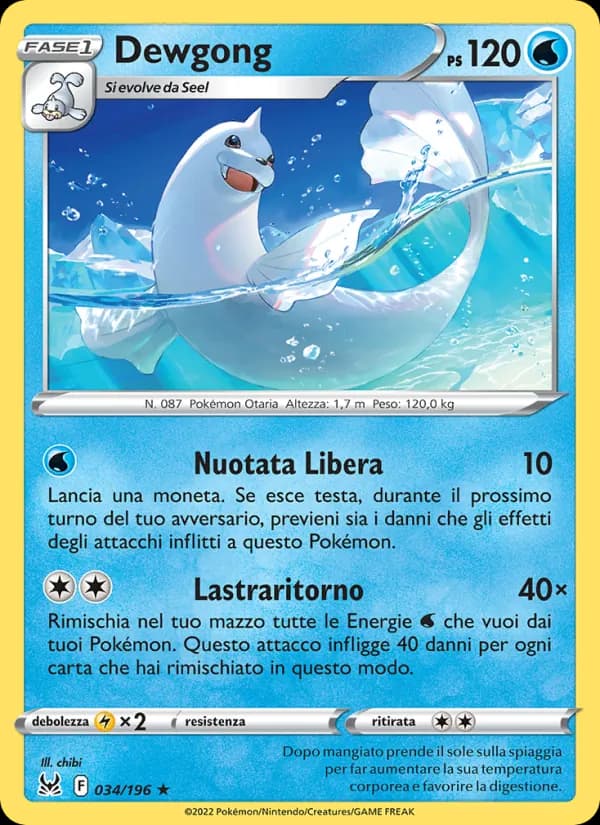 Dewgong card in Italian