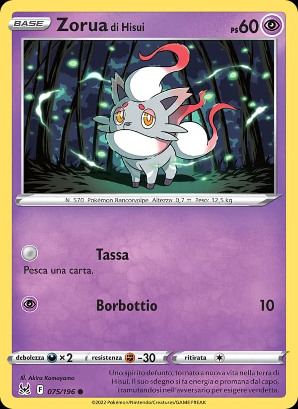 Zorua di Hisui card in Italian