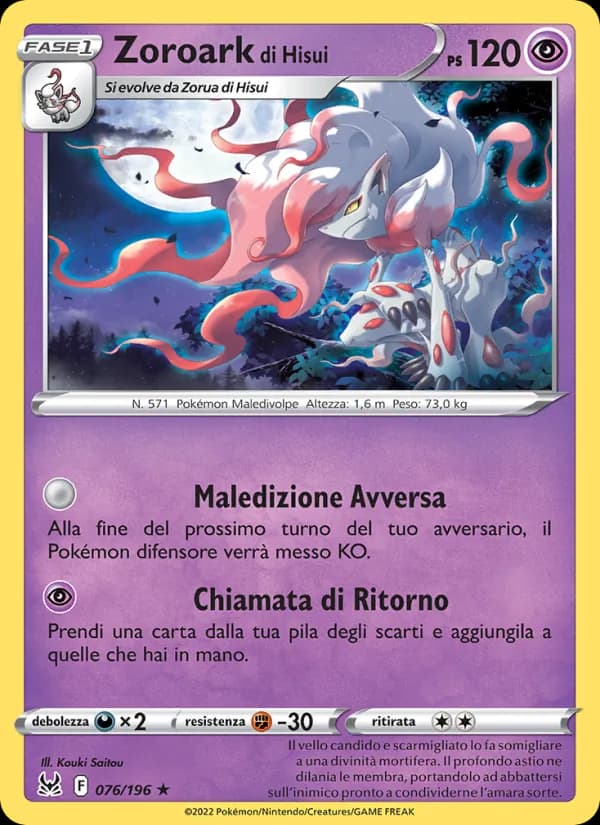 Zoroark di Hisui card in Italian