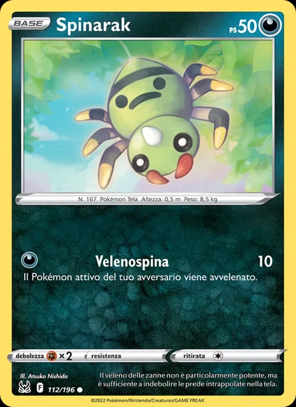 Spinarak card in Italian