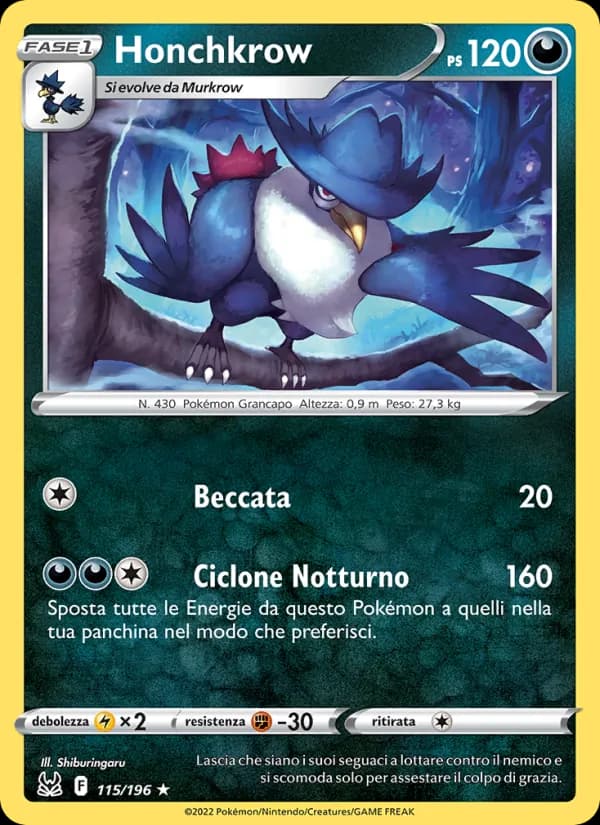 Honchkrow card in Italian