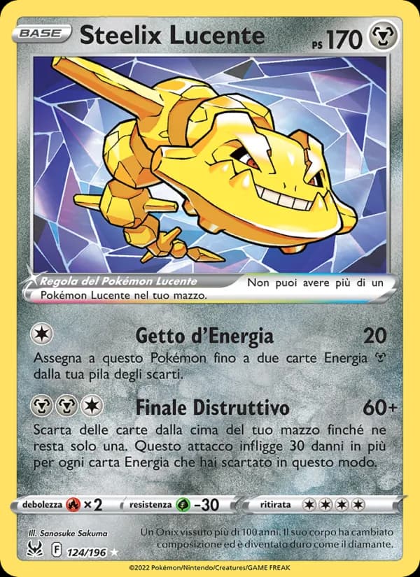 Steelix Lucente card in Italian