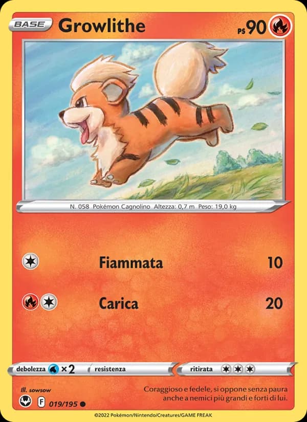 Growlithe card in Italian