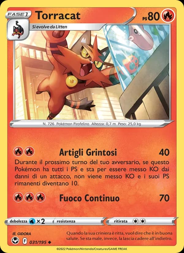 Torracat card in Italian