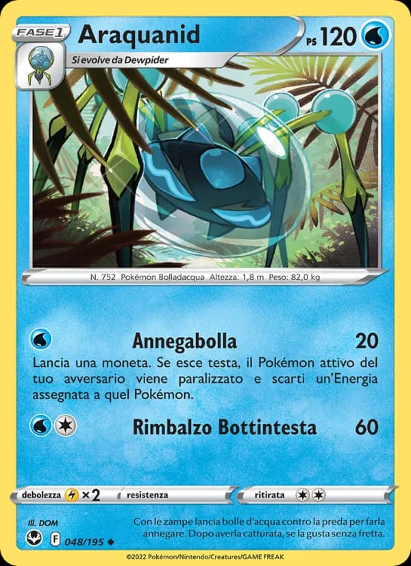 Araquanid card in Italian