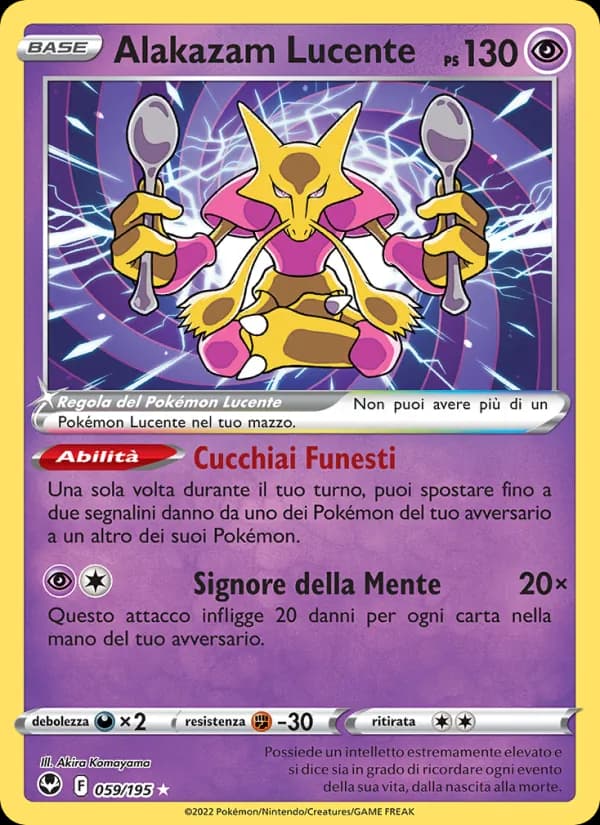 Alakazam Lucente card in Italian