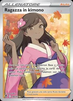 Ragazza in kimono card in Italian