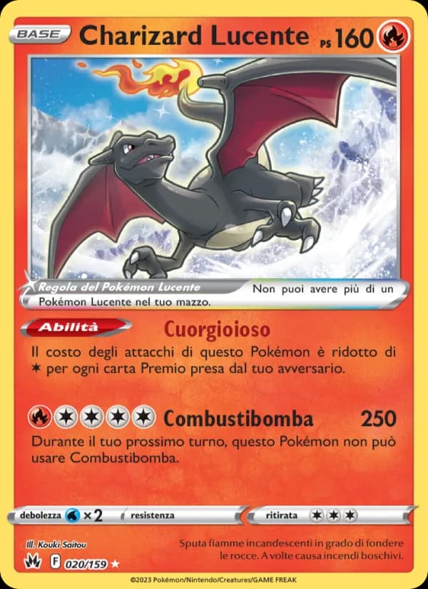 Charizard Lucente card in Italian
