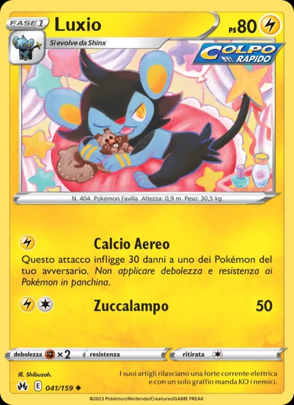 Luxio card in Italian