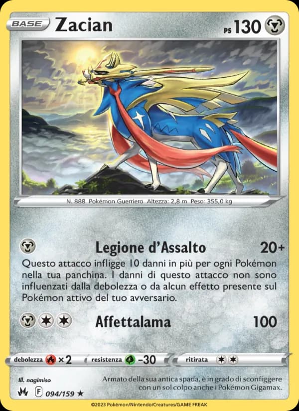 Zacian card in Italian