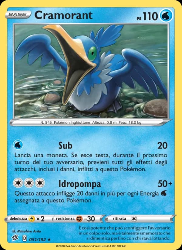 Cramorant card in Italian