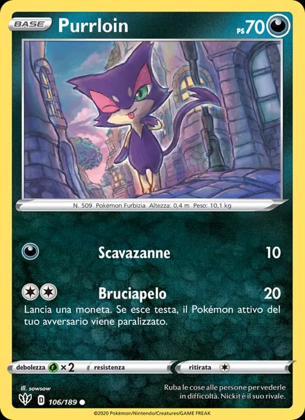 Purrloin card in Italian