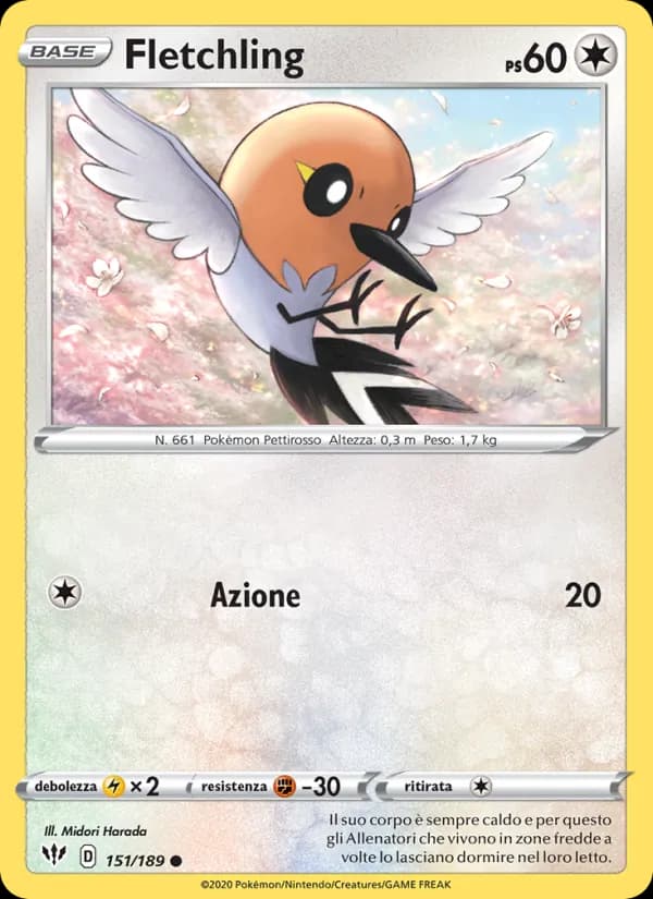 Fletchling card in Italian