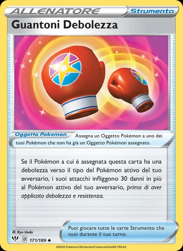 Guantoni Debolezza card in Italian