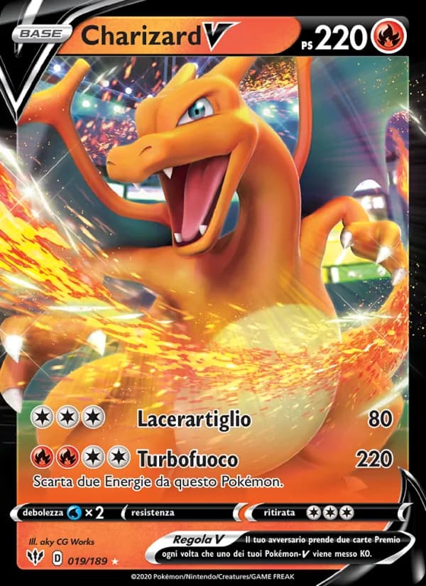 Charizard V card in Italian