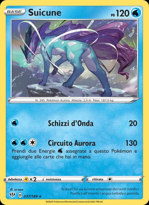 Suicune card in Italian