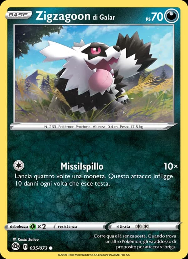 Zigzagoon di Galar card in Italian