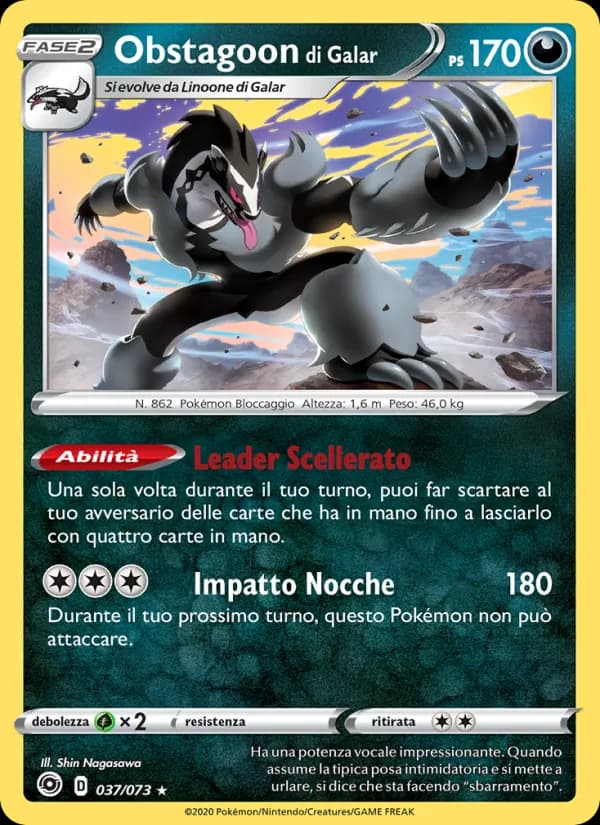 Obstagoon di Galar card in Italian