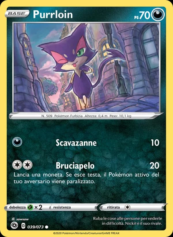 Purrloin card in Italian