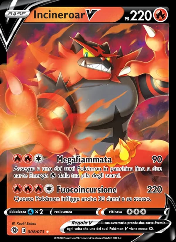 Incineroar V card in Italian