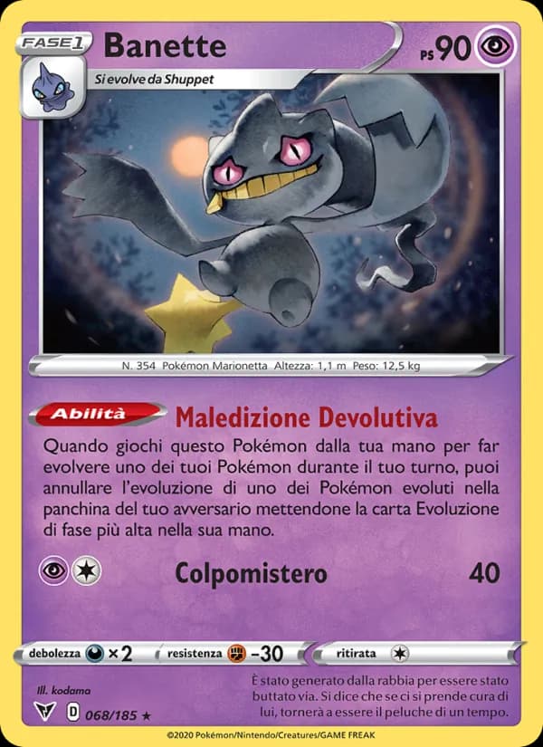 Banette card in Italian