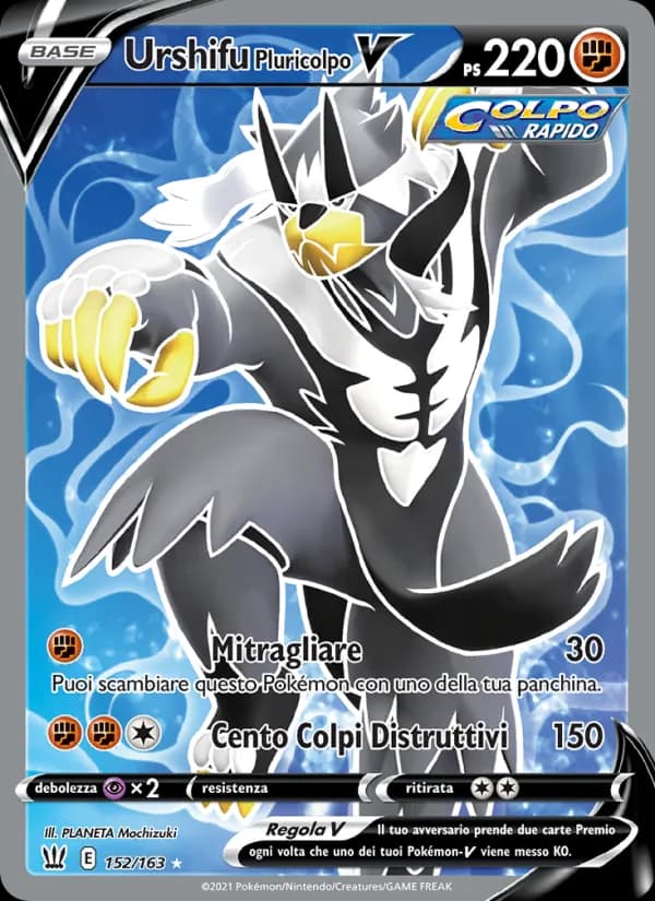 Urshifu Pluricolpo V card in Italian