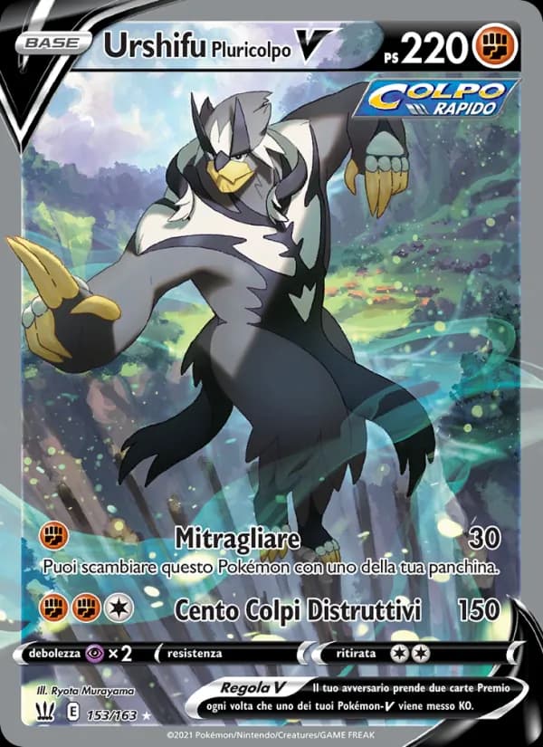 Urshifu Pluricolpo V card in Italian