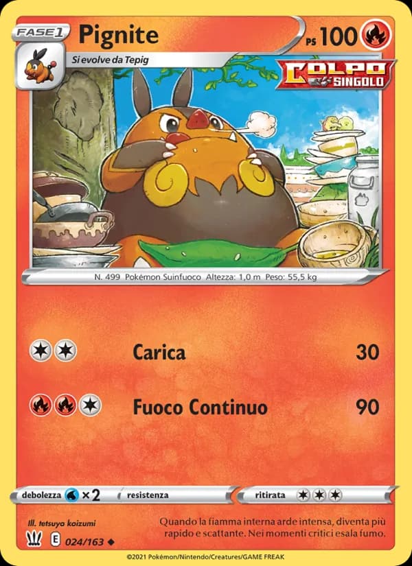 Pignite card in Italian