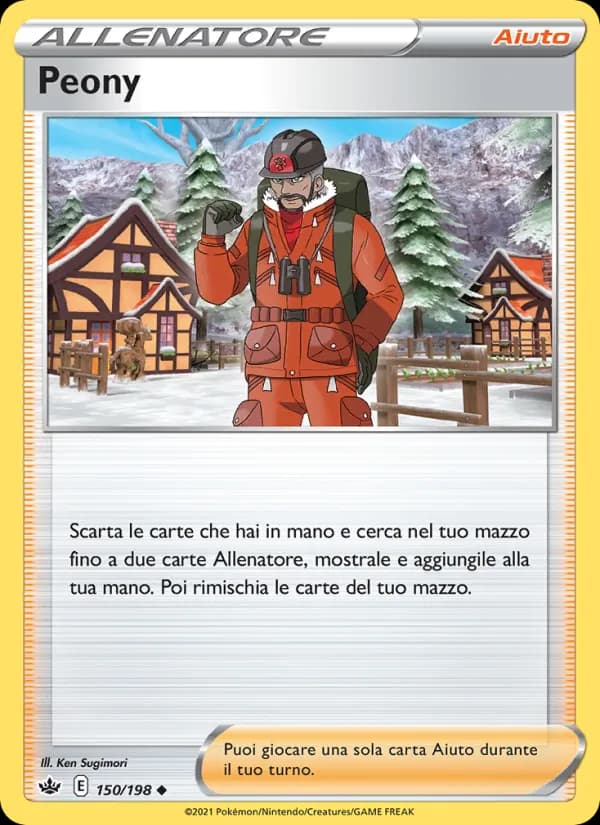 Peony card in Italian